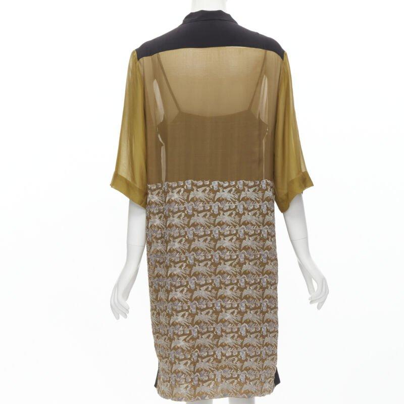 De las mujeres DRIES VAN NOTEN 2012 vestido dorado con bordado de grulla oriental FR36 S en venta
