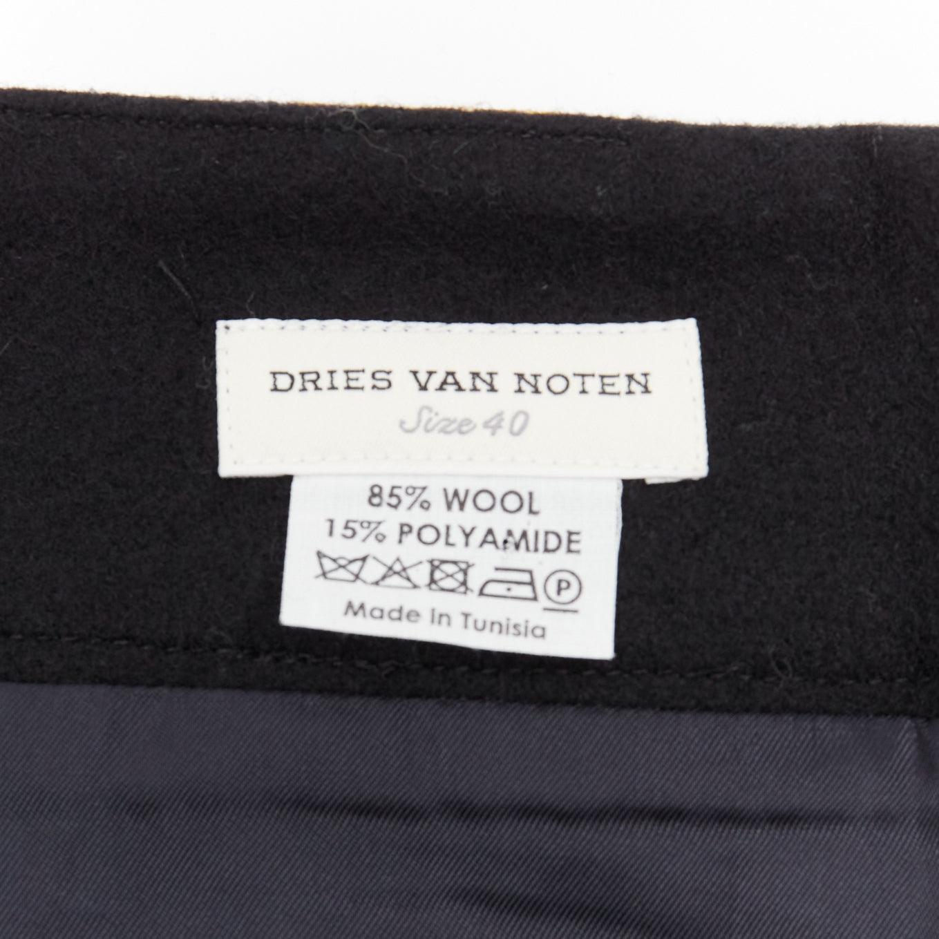 DRIES VAN NOTEN 2012 Runway oriental dragon colorblocked wool blend skirt FR40 L 3
