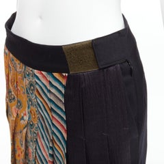 DRIES VAN NOTEN 2012 Runway  Yellow chinese dragon pleated kilt trousers FR36 S