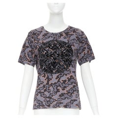DRIES VAN NOTEN 2013 purple orange oriental cloud print felt applique tshirt S