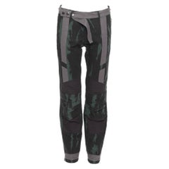 DRIES VAN NOTEN 2014 Runway  green black grey tie dye print biker jeans IT46 S