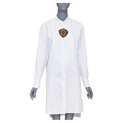 DRIES VAN NOTEN 2016 Runway military badge bib panel cotton shirt dress FR36 S