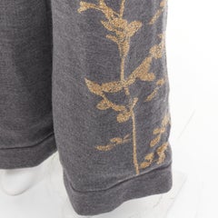 DRIES VAN NOTEN 2017 merino wool gold metallic floral intarsia wide leg pants S