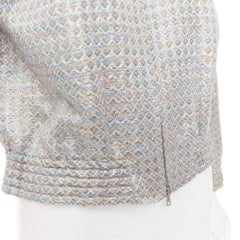 DRIES VAN NOTEN 2017 metallic silver multicolor geometric jacquard crop jacket L