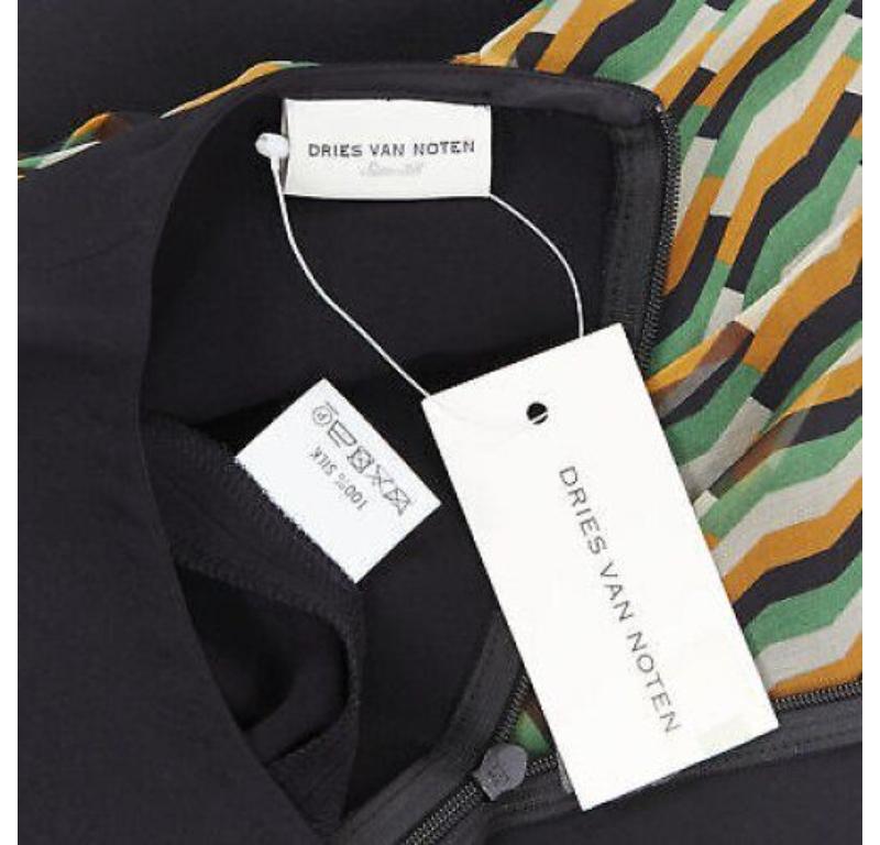 Dries van Noten 2017 in seta nera arancione con top geometrico a strati FR38 S in vendita 5