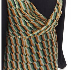 DRIES VAN NOTEN 2017 silk black orange geometric camisole layered top FR38 S