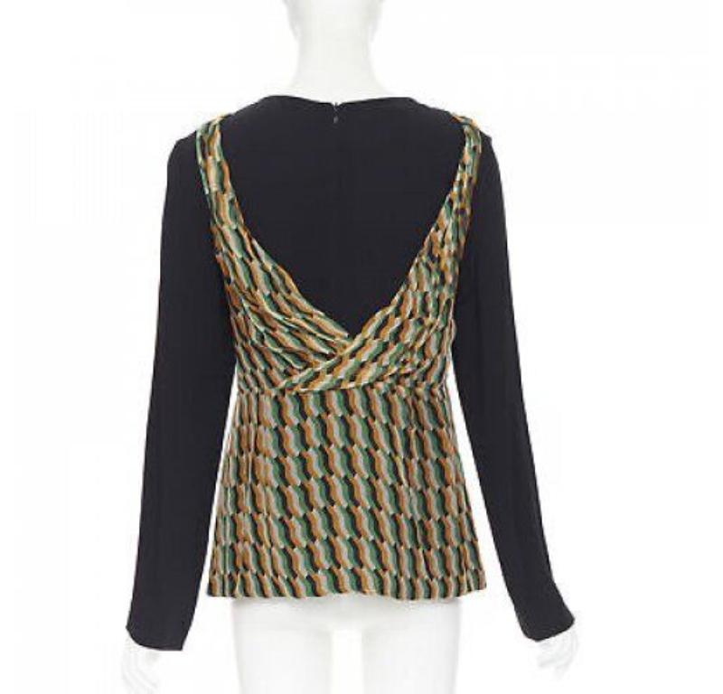Donna Dries van Noten 2017 in seta nera arancione con top geometrico a strati FR38 S in vendita