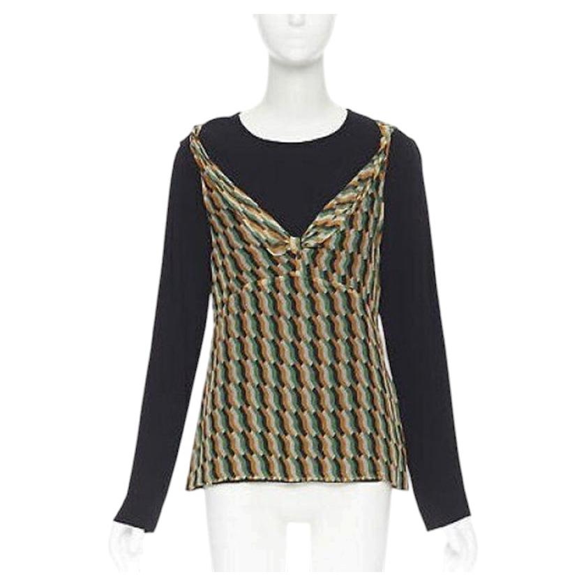Dries van Noten 2017 in seta nera arancione con top geometrico a strati FR38 S in vendita