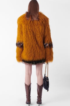 Dries Van Noten 2018 Runway Mustard Faux Shearling Coat