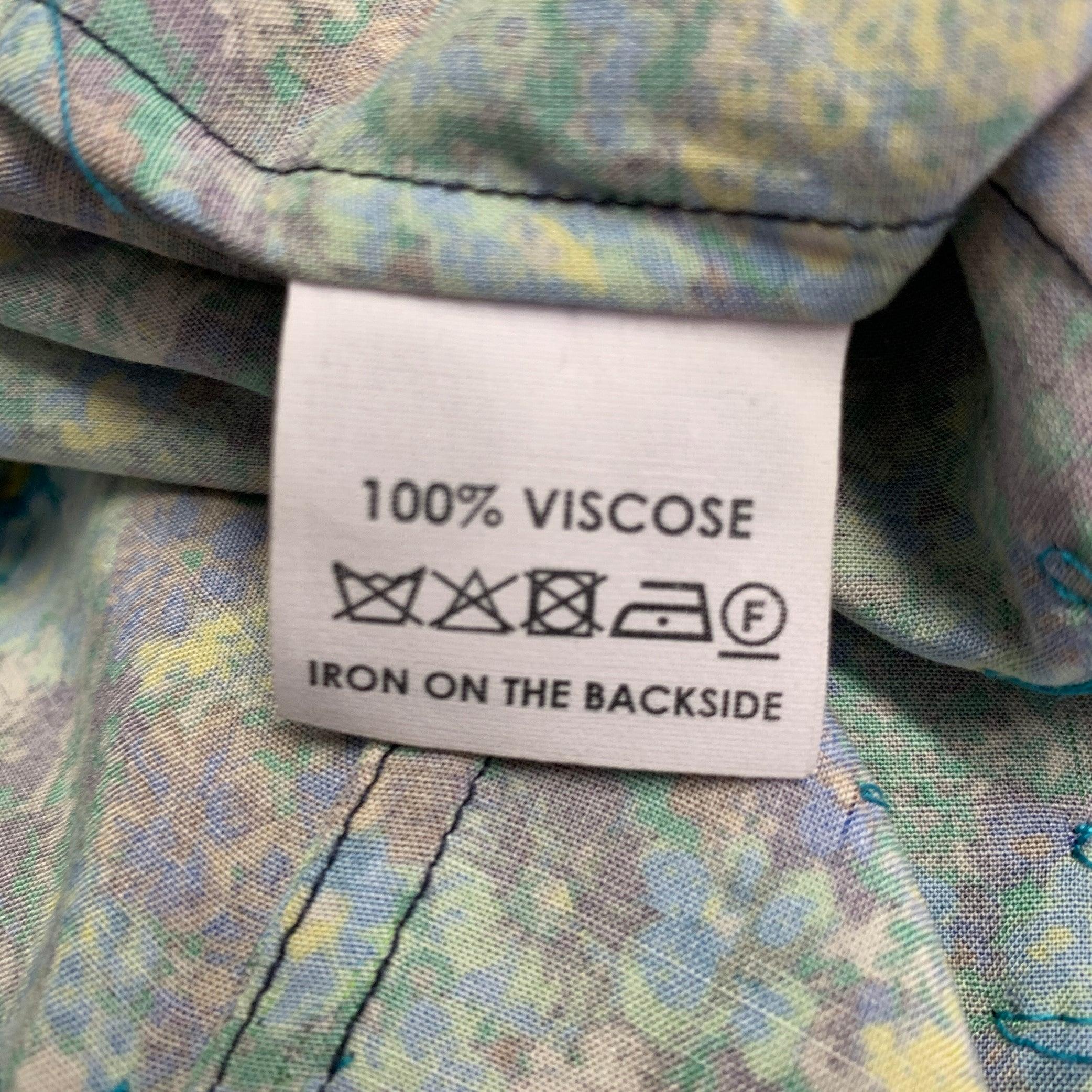 DRIES VAN NOTEN 2020 Size 36 Blue Green Sequined Viscose Long Sleeve Shirt 3