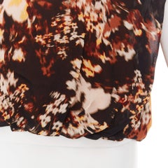 DRIES VAN NOTEN 2021 Hernet brown cotton blurry floral print cap sleeve sweater