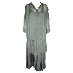 Dries Van Noten 3 pc. Ensemble Green Tunic, Tank Top & Pleated Skirt Set