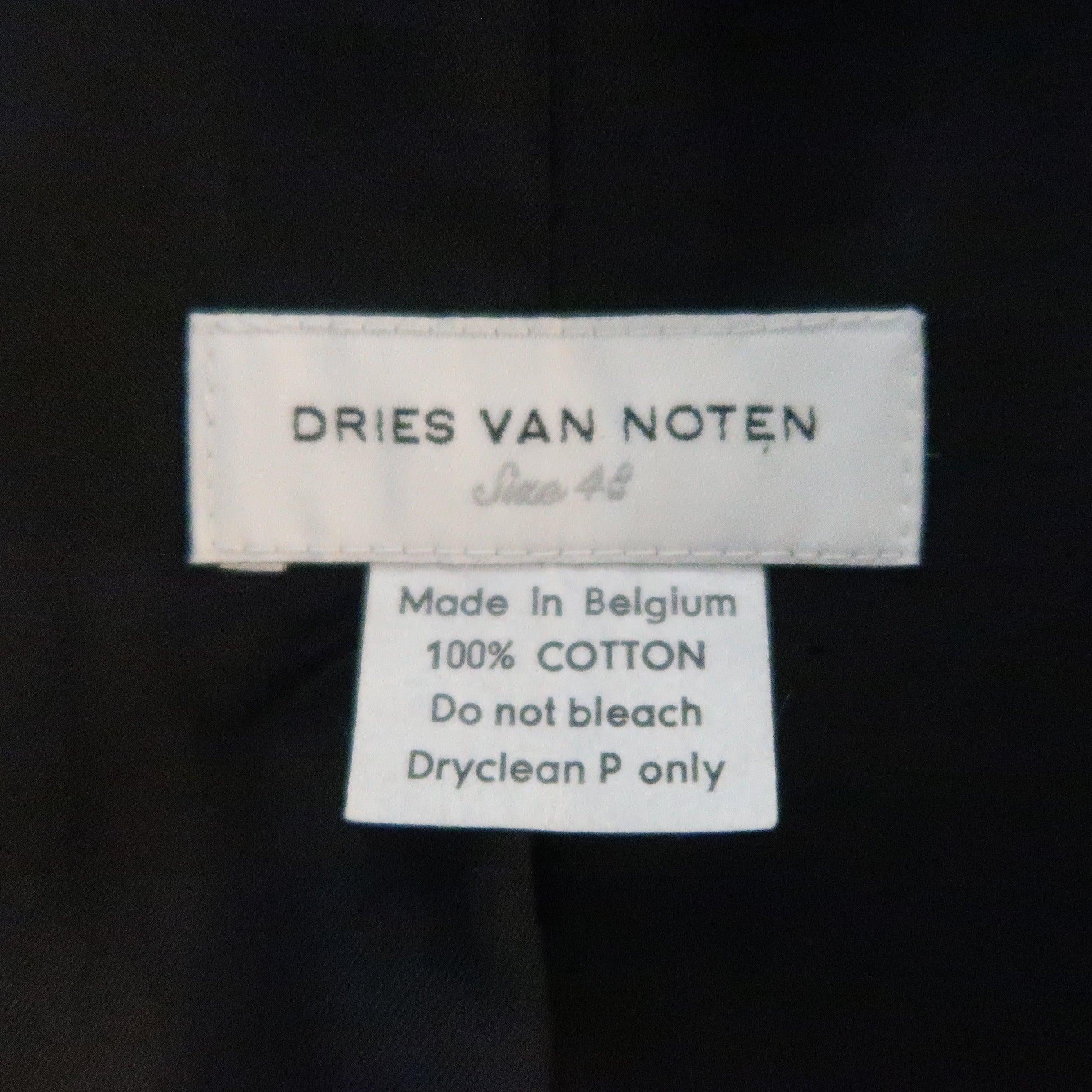 DRIES VAN NOTEN 38 Taupe Striped Herringbone  Cotton Notch Lapel Sport Coat For Sale 2