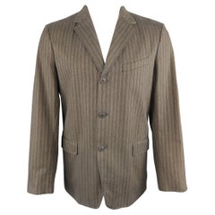 DRIES VAN NOTEN 38 chevronné à rayures taupe  Manteau sport en coton à revers échancré