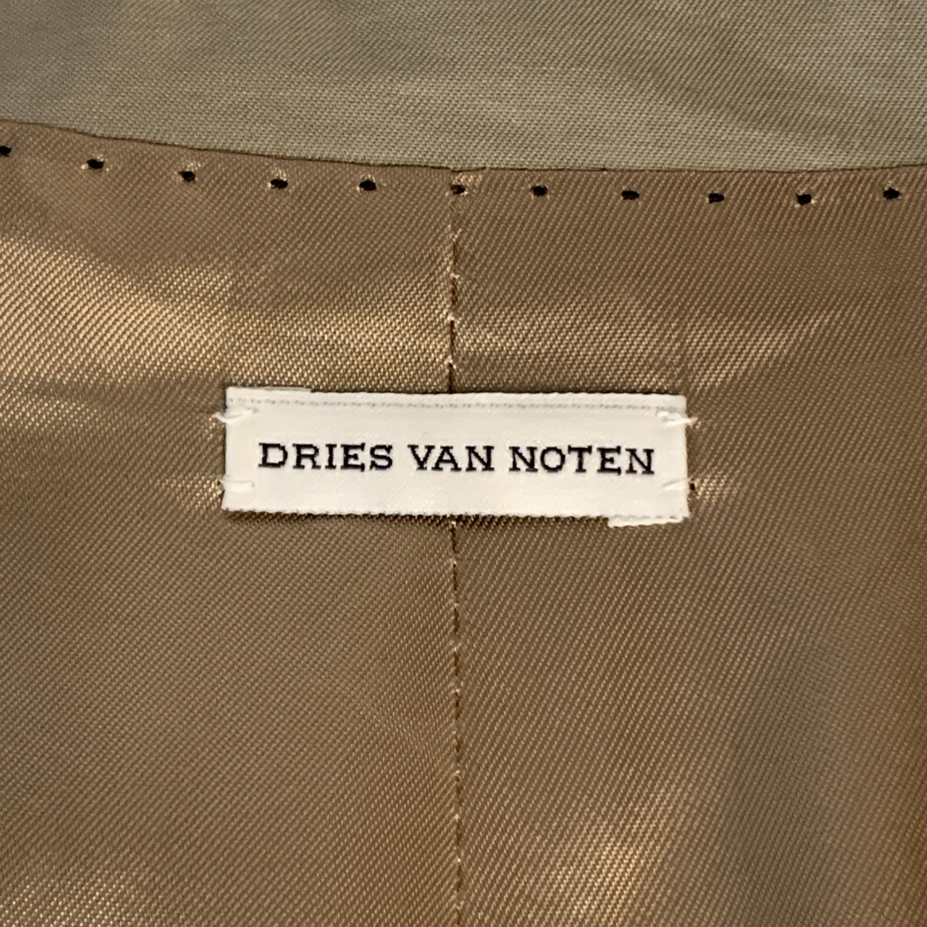 DRIES VAN NOTEN 46 Regular Khaki Cotton Suit 1
