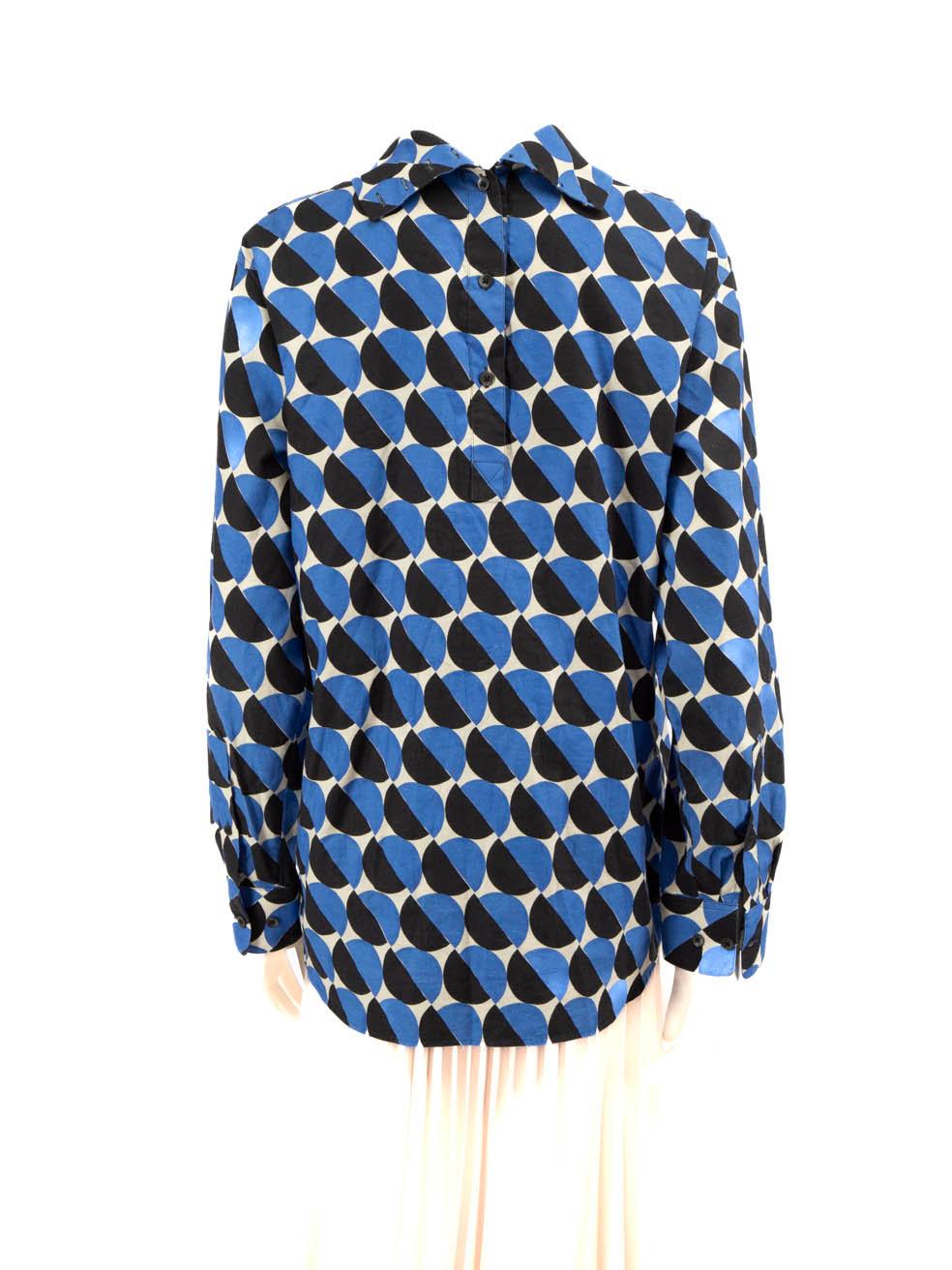 Dries Van Noten Camisa Estampado Abstracto Talla XS Azul en venta