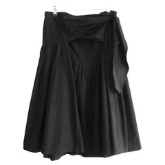 Dries Van Noten Archival Sash Waist Black Cotton Full Skirt