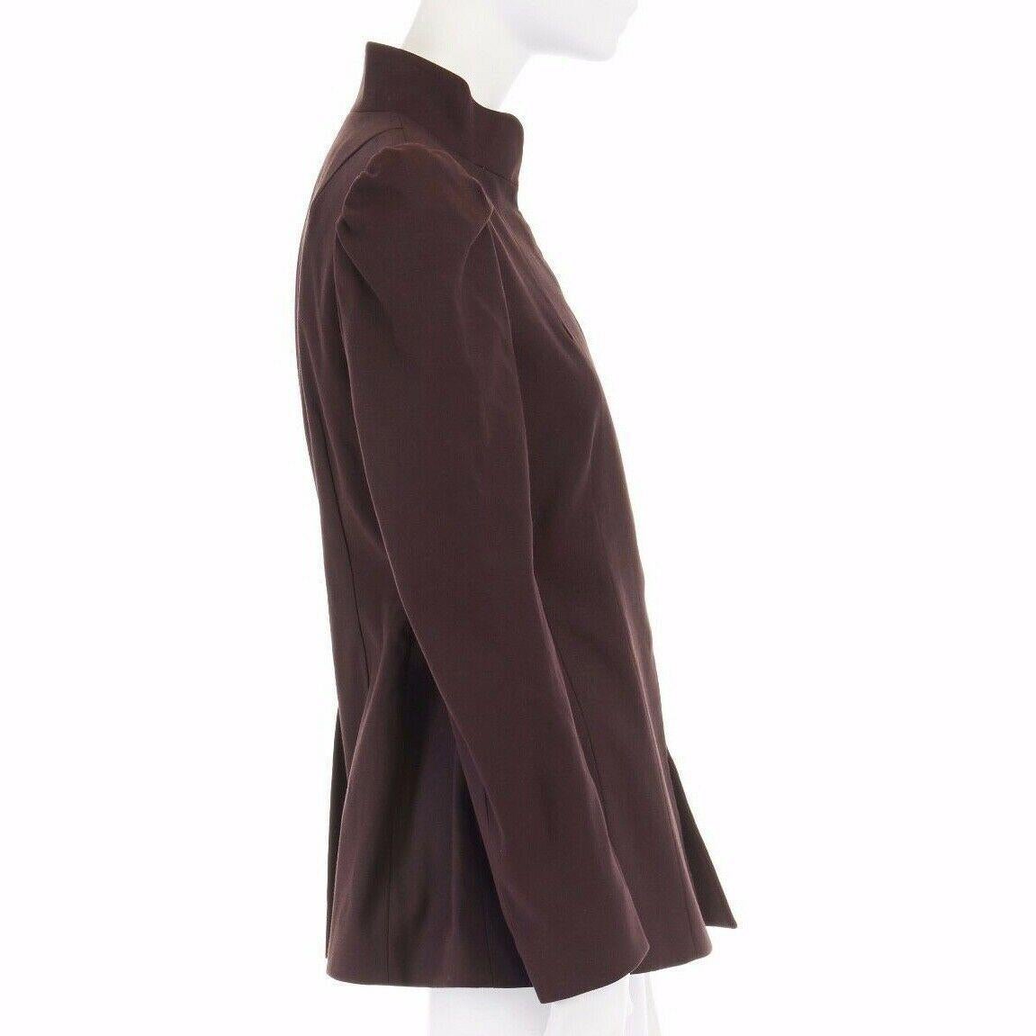 DRIES VAN NOTEN AW15 brown wool cotton princess sleeves chinese mao jacket FR40 1