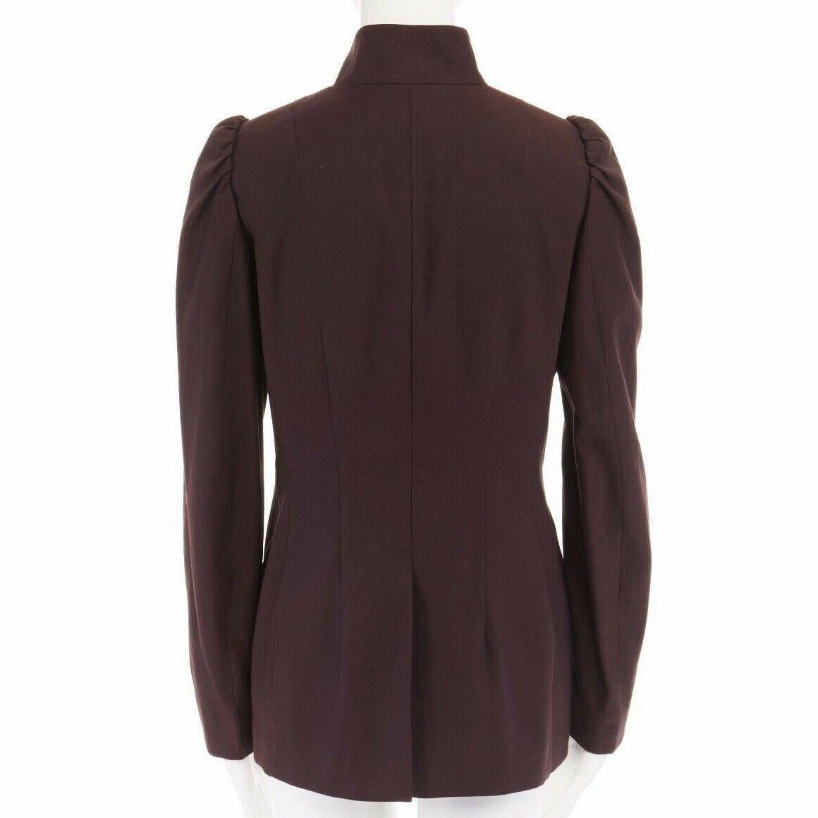 DRIES VAN NOTEN AW15 brown wool cotton princess sleeves chinese mao jacket FR40 2