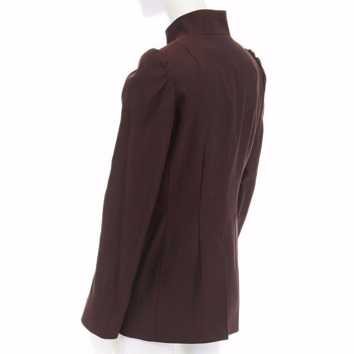 DRIES VAN NOTEN AW15 brown wool cotton princess sleeves chinese mao jacket FR40 3