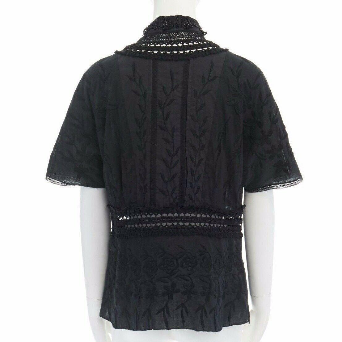 DRIES VAN NOTEN bead embellished bohemian embroidered tie front cotton top FR40 2