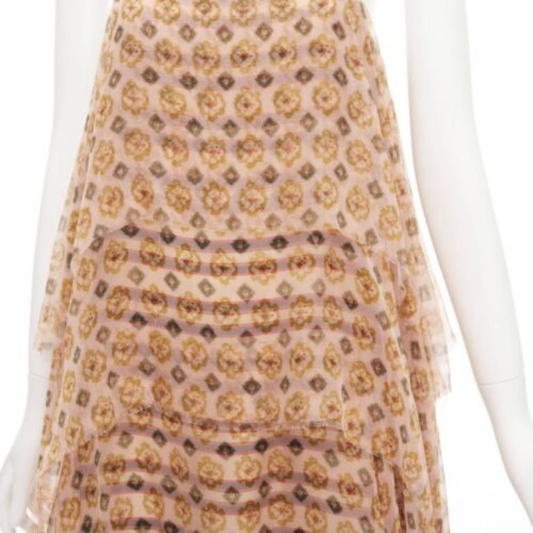DRIES VAN NOTEN beige 100% silk pixel print tiered striped cocktail dress FR38 M
Reference: CELG/A00274
Brand: Dries Van Noten
Material: Silk
Color: Multicolour
Pattern: Abstract
Closure: Zip
Lining: Multicolour Silk
Extra Details: Back zip. Sheer