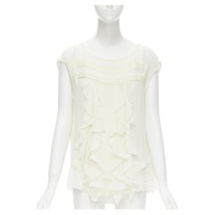 DRIES VAN NOTEN beige 100% silk ruffle tiered blouse vest FR36 XS