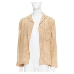 DRIES VAN NOTEN beige noir rayé col ouvert sur le devant IT44 XS