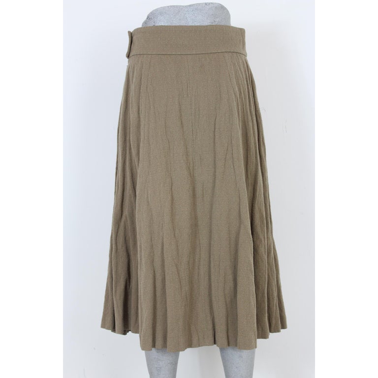 Dries Van Noten Beige Cotton Wool Long Pleated Skirt 1990s at 1stdibs