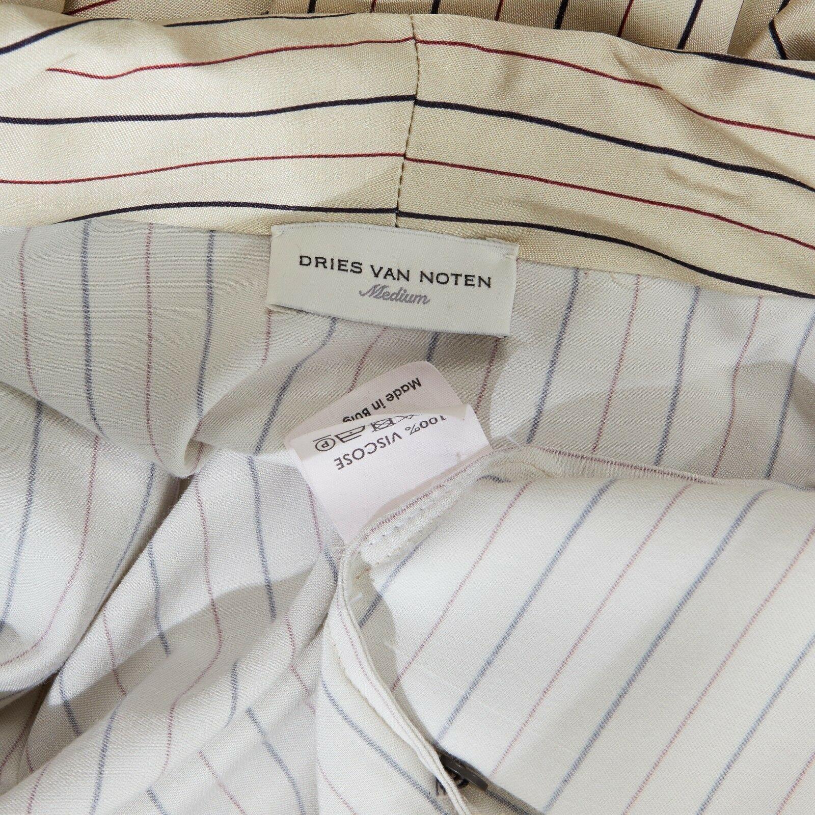 DRIES VAN NOTEN beige striped shawl collar pyjama kimono robe jacket M US6 UK10 6