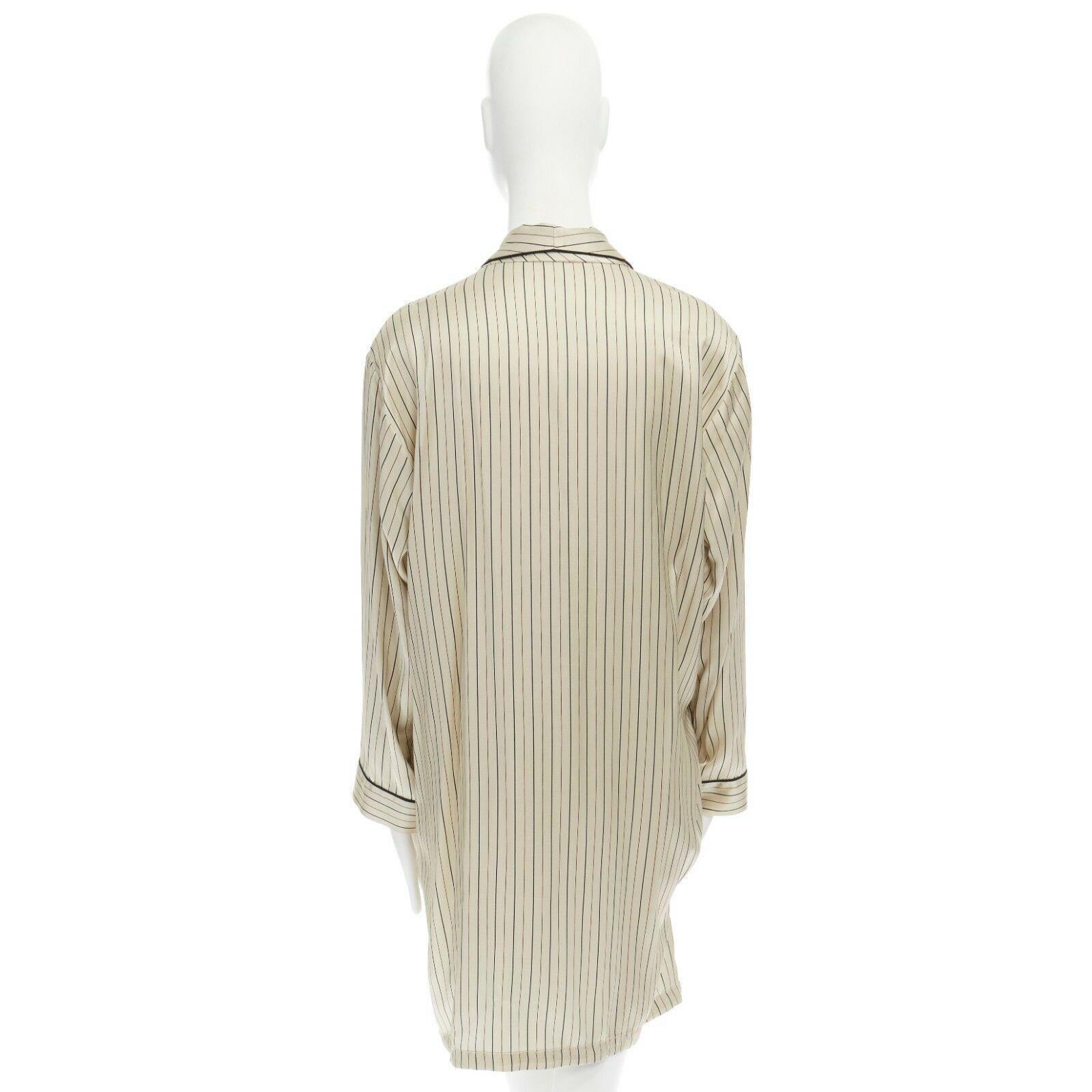 DRIES VAN NOTEN beige striped shawl collar pyjama kimono robe jacket M US6 UK10 3