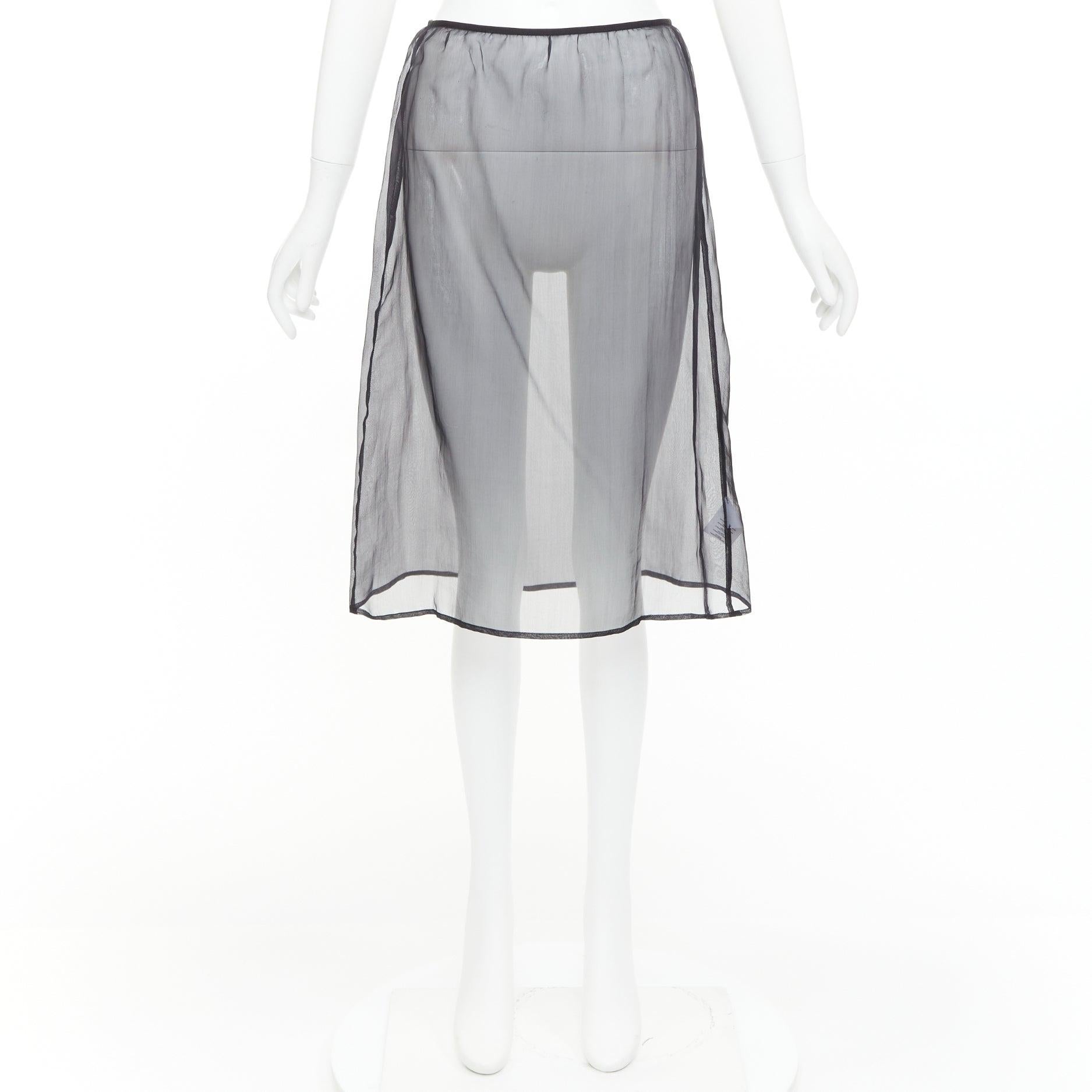 DRIES VAN NOTEN gonna al ginocchio a vita alta in seta 100% nera FR36 S in vendita 5