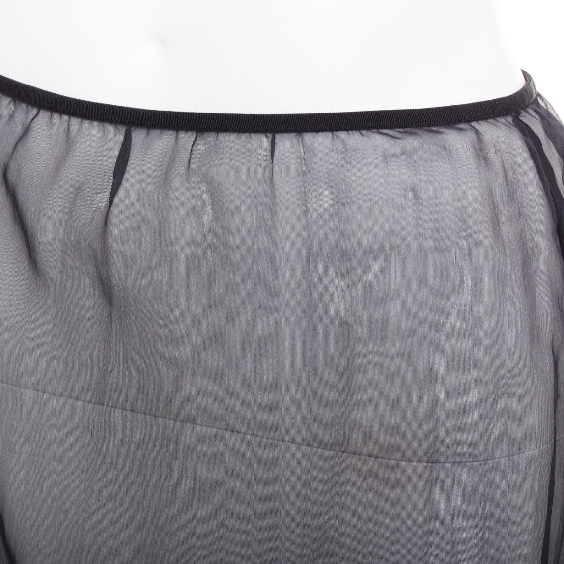 DRIES VAN NOTEN gonna al ginocchio a vita alta in seta 100% nera FR36 S in vendita 1