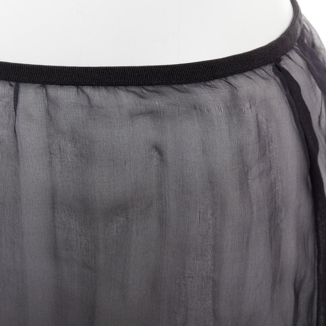 DRIES VAN NOTEN gonna al ginocchio a vita alta in seta 100% nera FR36 S in vendita 3