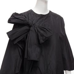 DRIES VAN NOTEN black bow detail chest panelled keyhole tent dress FR36 S