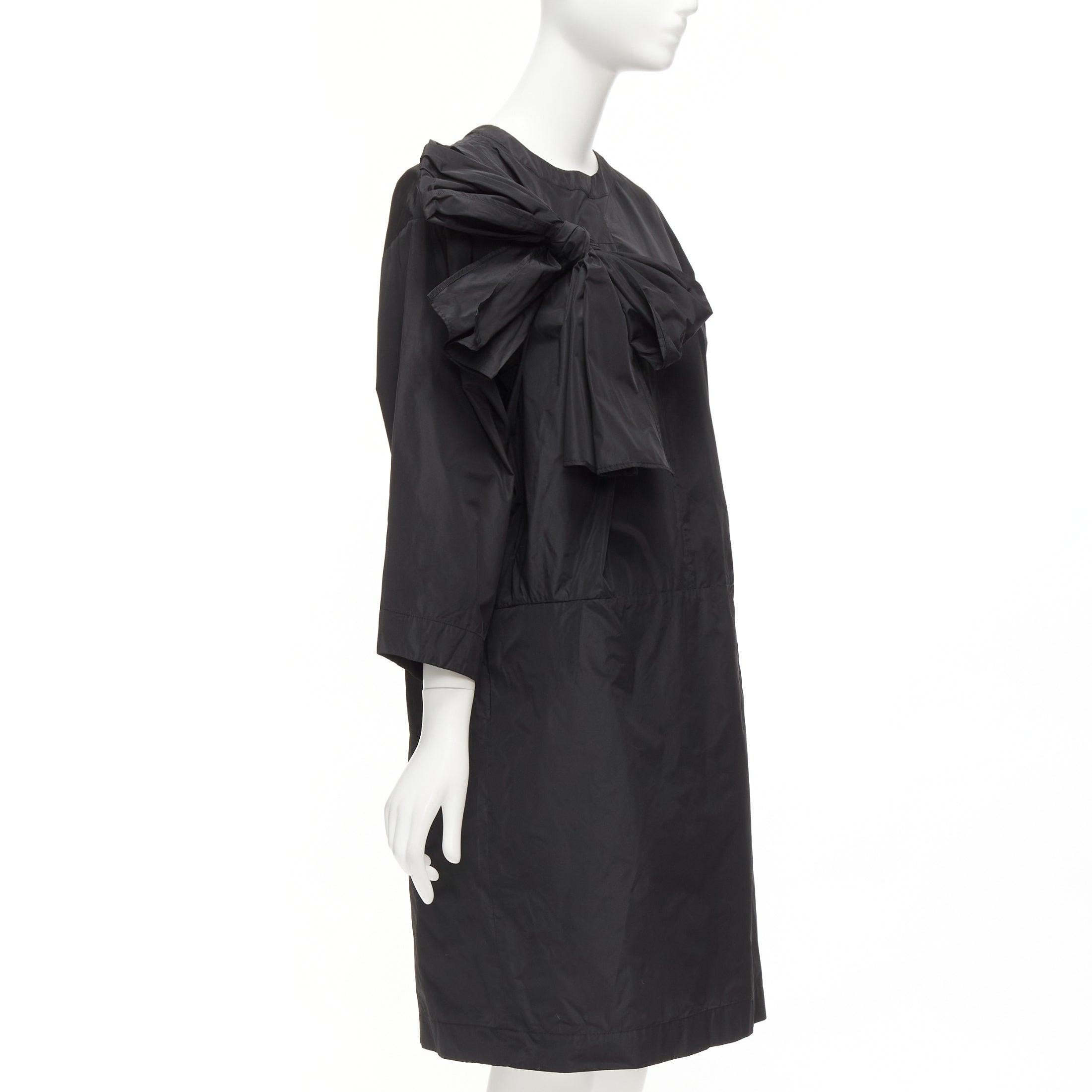 Black DRIES VAN NOTEN black bow detail chest panelled keyhole tent dress FR36 S For Sale