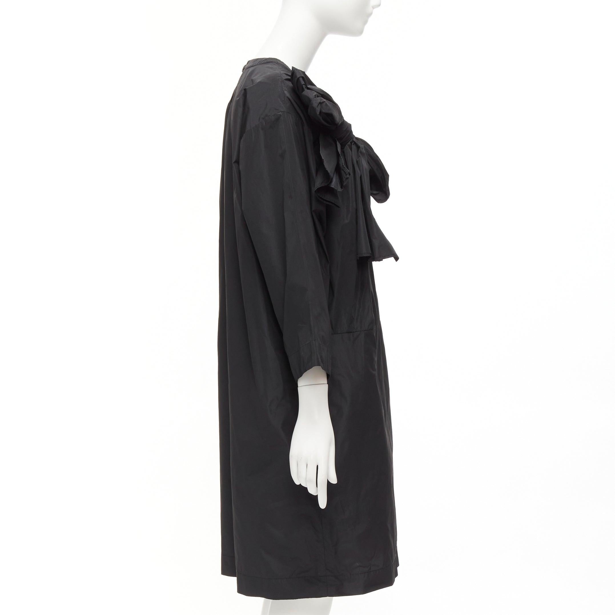 Women's DRIES VAN NOTEN black bow detail chest panelled keyhole tent dress FR36 S For Sale