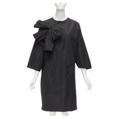 DRIES VAN NOTEN black bow detail chest panelled keyhole tent dress FR36 S