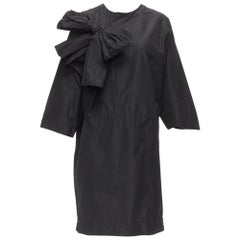 DRIES VAN NOTEN vestido de tienda de campaña negro con detalle de lazo en el pecho FR36 S