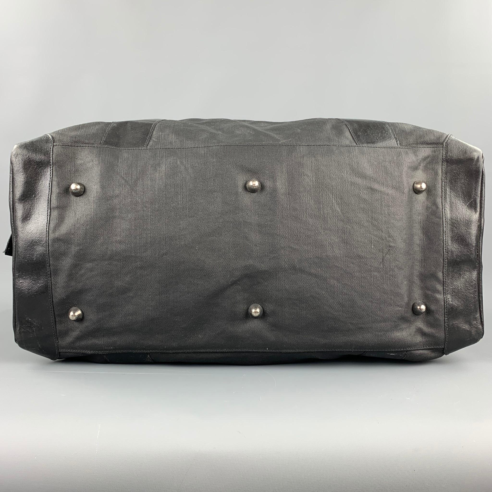 DRIES VAN NOTEN Black Coated Canvas Rectangle Duffle Bag 1