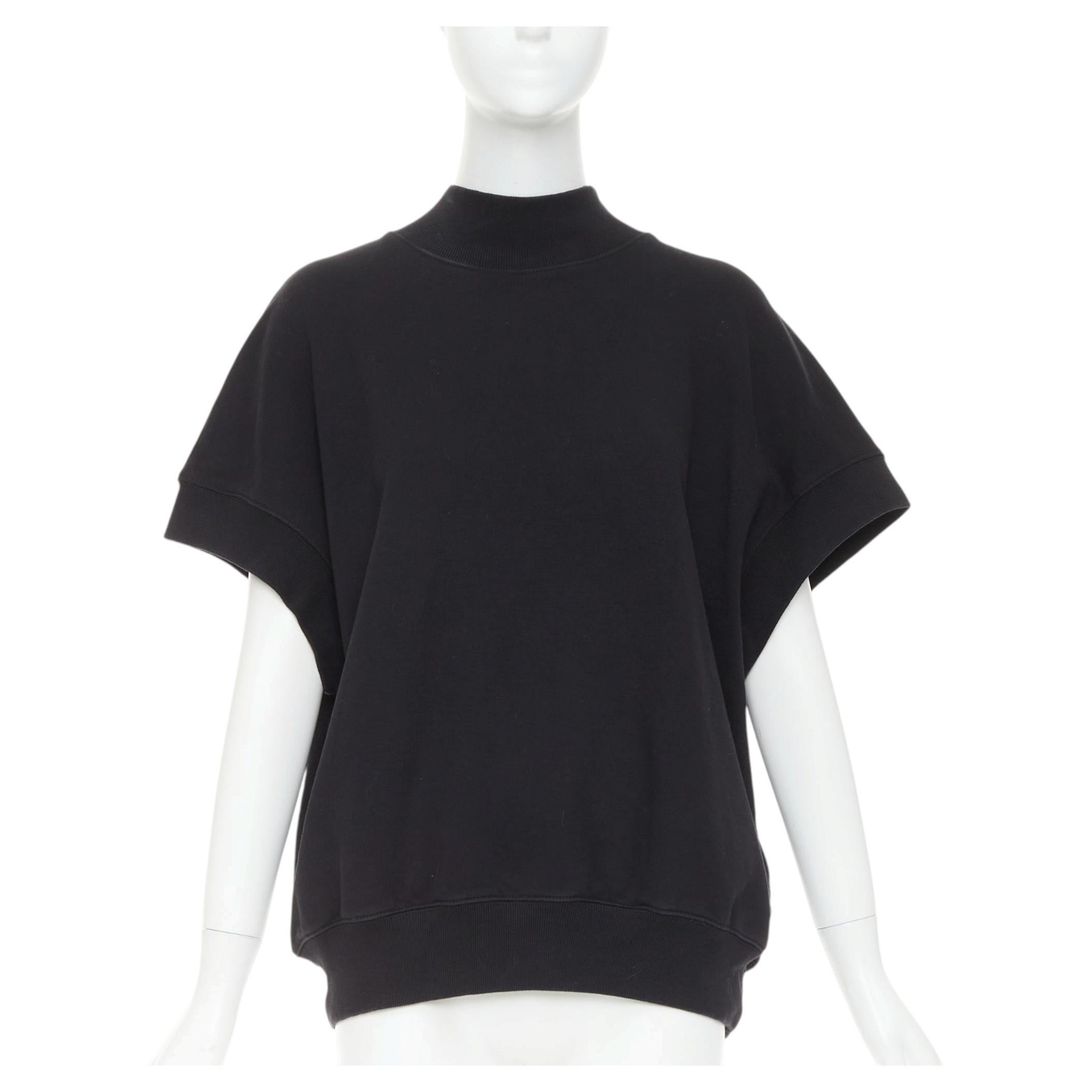 DRIES VAN NOTEN Schwarzes Baumwoll-Sweatshirt mit kurzem Dolman-Ausschnitt und kurzen Ärmeln XS