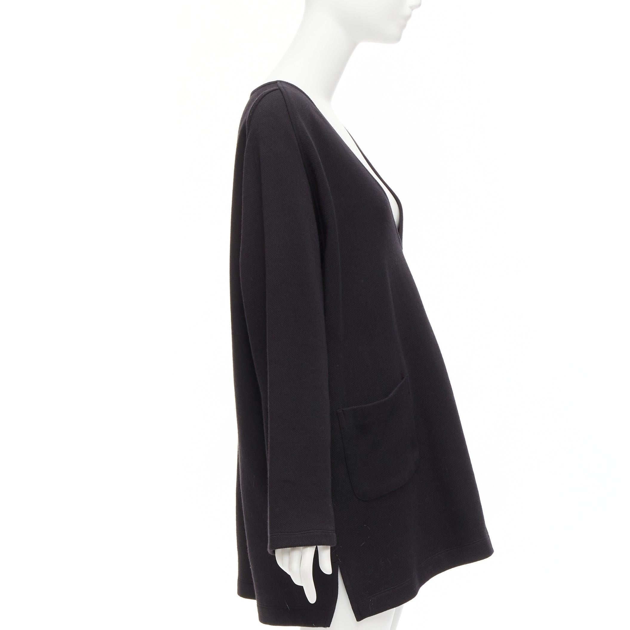 Women's DRIES VAN NOTEN black cotton wool blend pocketed V-neck patch pocket zip dress S For Sale
