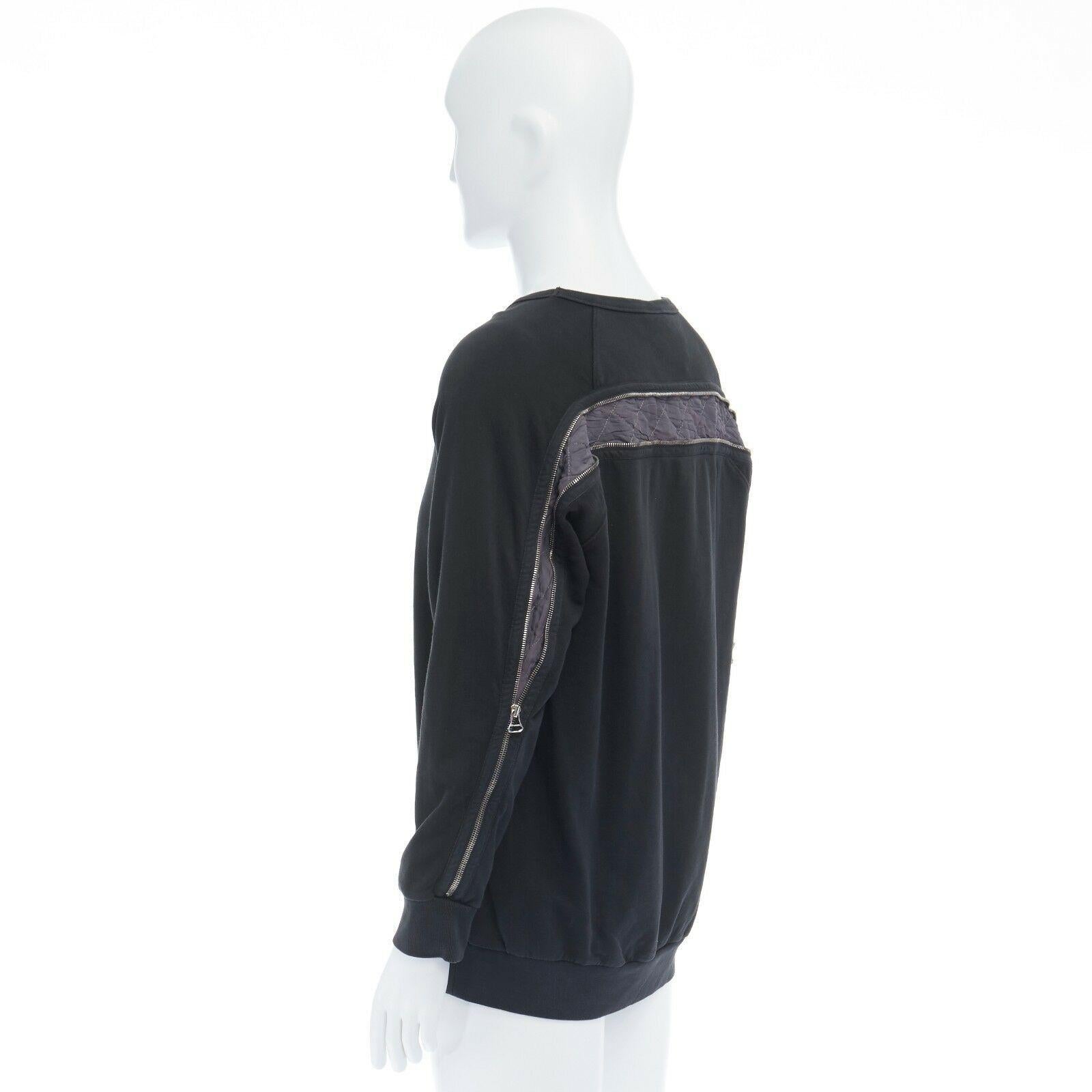 Black DRIES VAN NOTEN  black cotton zip back quilted lining sweater pullover top L