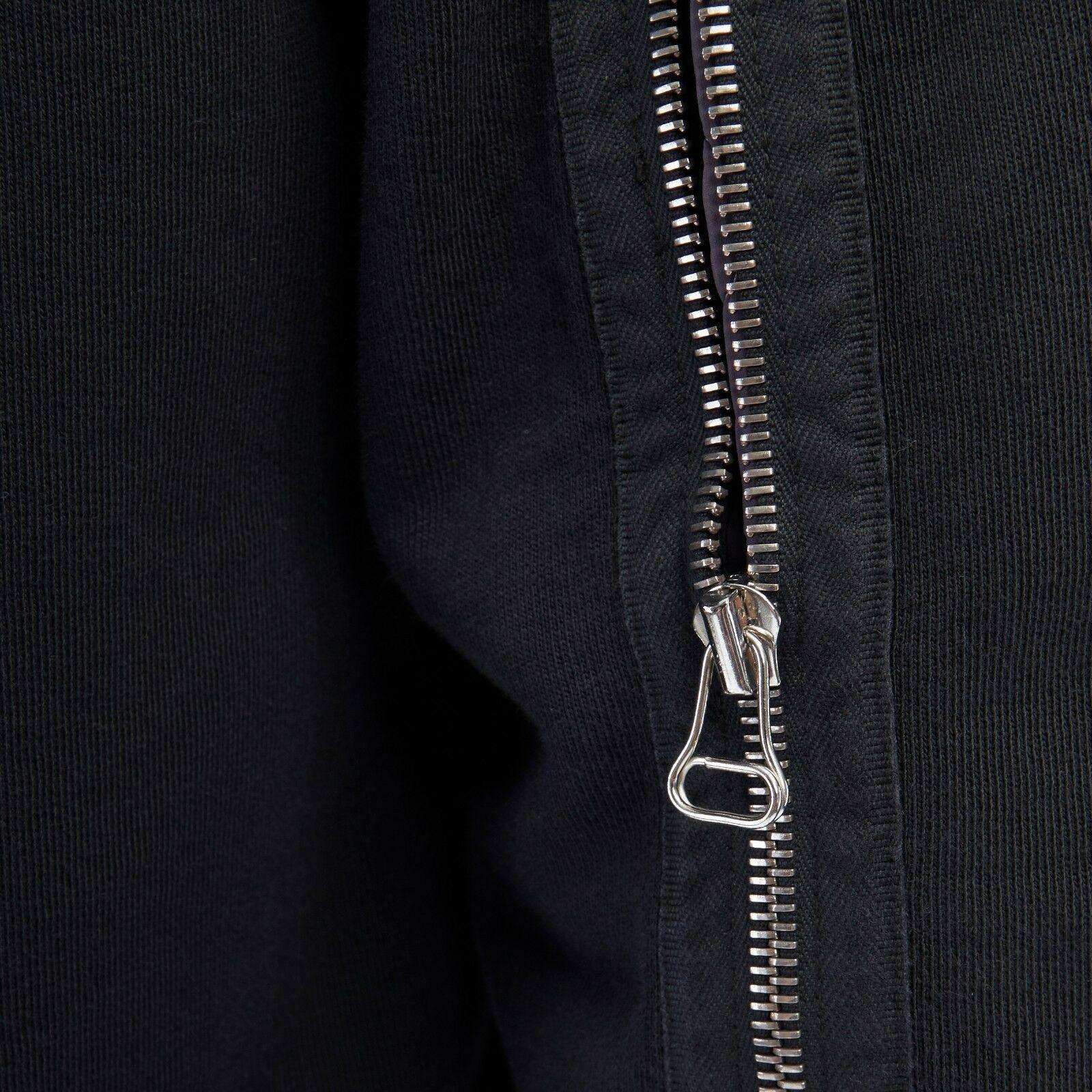 Men's DRIES VAN NOTEN  black cotton zip back quilted lining sweater pullover top L