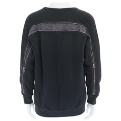 DRIES VAN NOTEN  black cotton zip back quilted lining sweater pullover top L