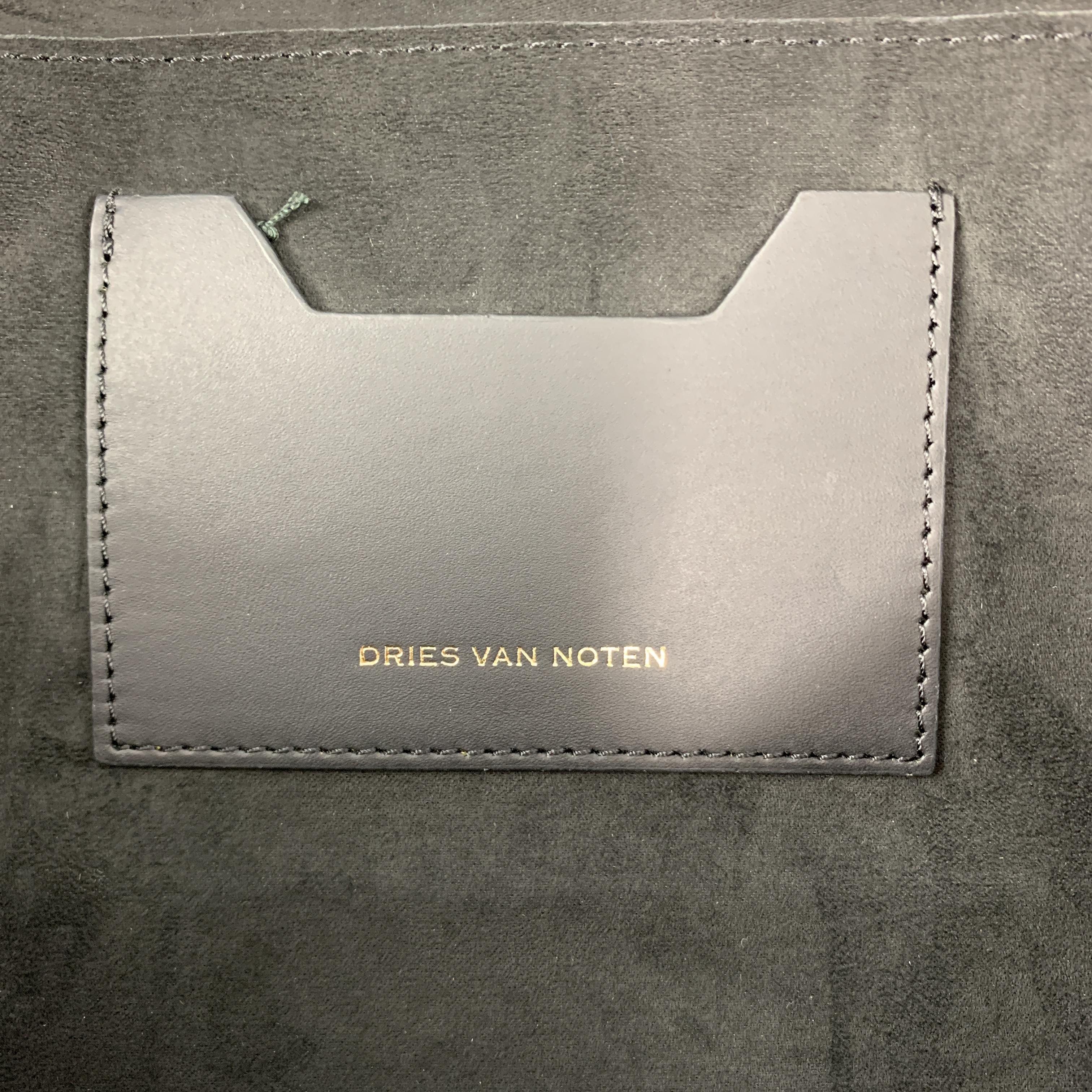 DRIES VAN NOTEN Black Crocodile Embossed Patent Leather Clutch Bag 2