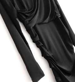 Dries Van Noten black draped jersey dress