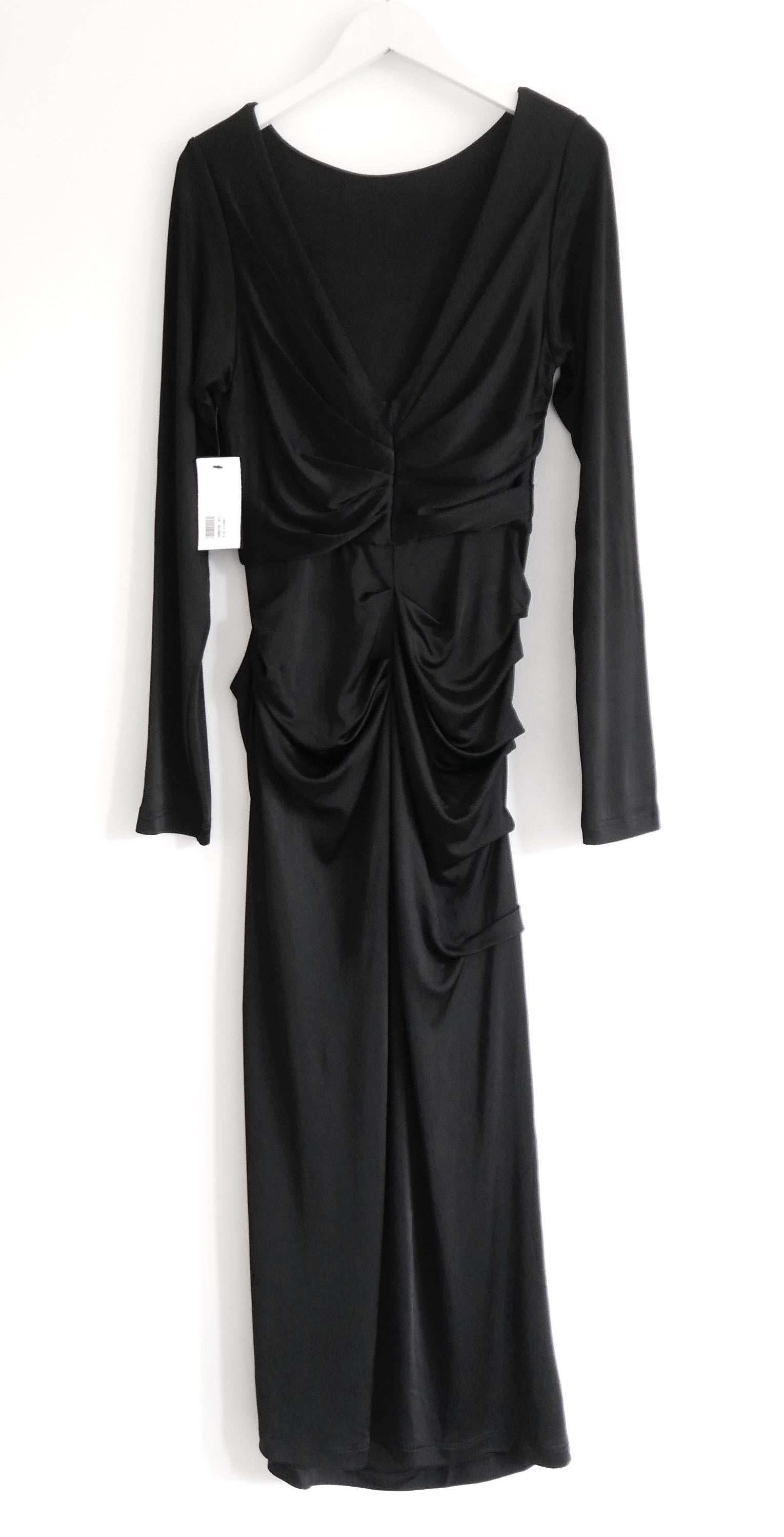 Women's Dries Van Noten black draped jersey dress For Sale