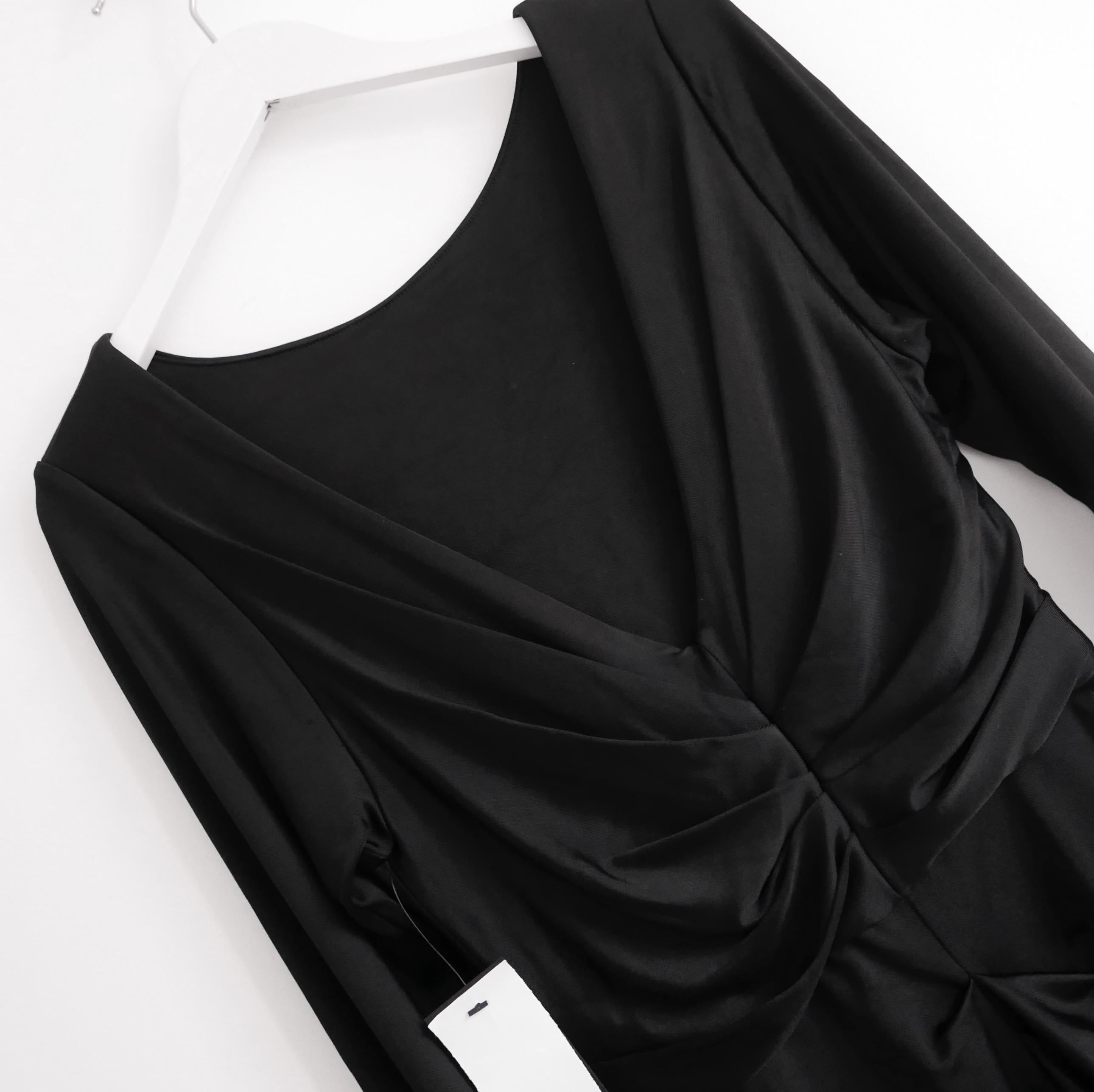 Women's Dries Van Noten black draped jersey dress For Sale