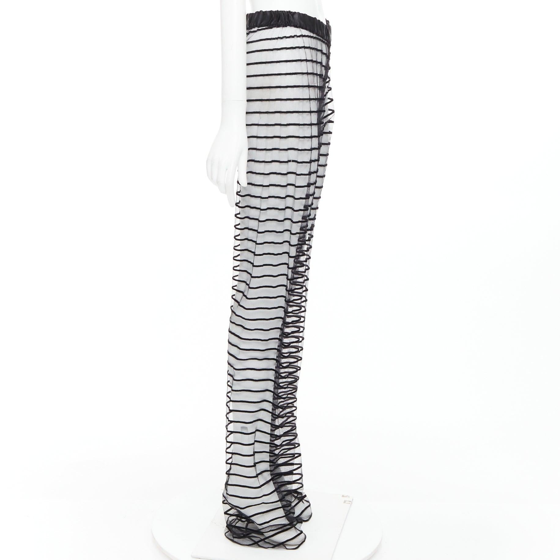 DRIES VAN NOTEN pantaloni a gamba tesa in rete floccata nera a righe FR38 M In condizioni ottime in vendita a Hong Kong, NT